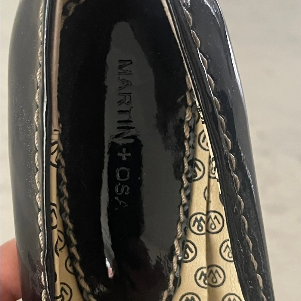 Martin + Osa black patent leather bow ballet flats size 7